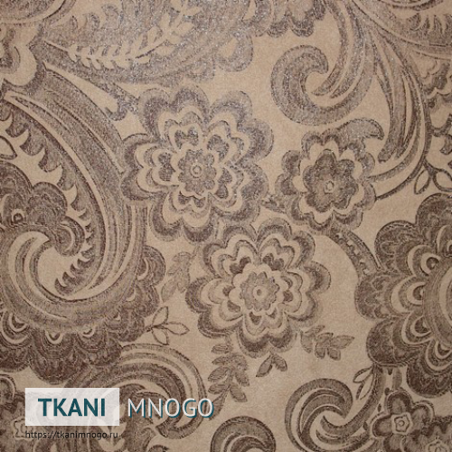 Фото ткани 814-2A - бежевый цветы. Производитель Китай. Замша крупным планом.